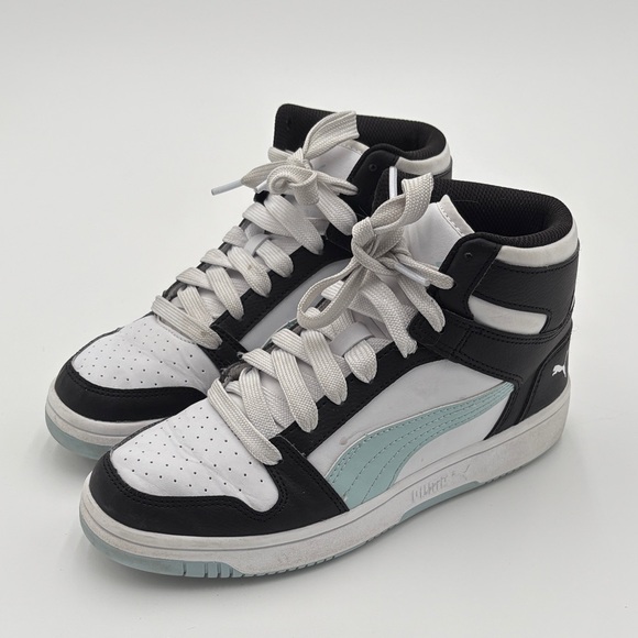Puma High-Tops in Black, White, and Light Blue - Picture 1 of 9